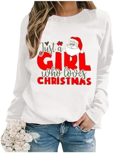 Women's Autumn And Winter Christmas Calf Printed Drop Sleeve Hooded Pullover Sweatshirt Round Neck Textu Womens