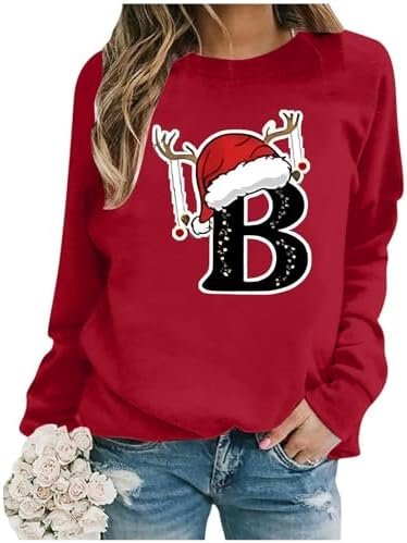 Christmas Ladies' Printed Casual Long Sleeved Pullover Round Neck Hooded Sweatshirt 1 Style Sweater