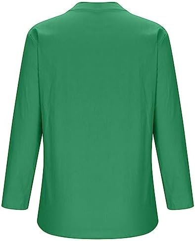 Loose Button Down Blouse Tops Stand Solid Sleeve Long Casual Women Shirt Blouse V Neck Long Sleeve T Shirt