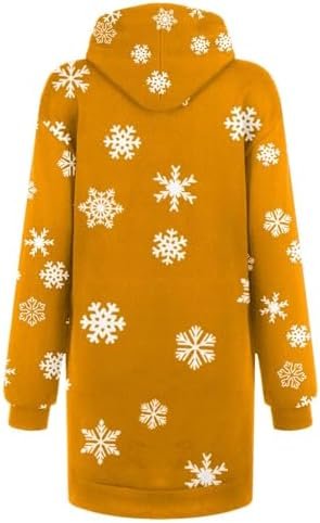Women's Christmas Printed Long Sleeved Hooded Sweatshirt with Pocket Hoodie Pullover Dress Hoodie Women New Years