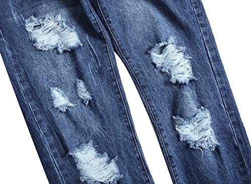 Mens Ripped Jeans, Distressed Destroyed Slim Fit Straight Leg Denim Pants