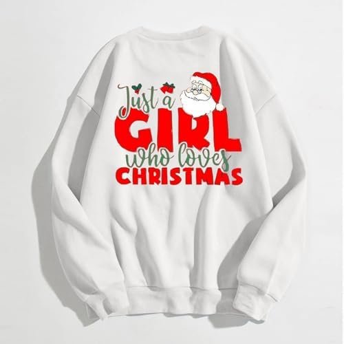 Women's Autumn And Winter Christmas Calf Printed Drop Sleeve Hooded Pullover Sweatshirt Round Neck Textu Womens