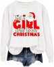 Women's Autumn And Winter Christmas Calf Printed Drop Sleeve Hooded Pullover Sweatshirt Round Neck Textu Womens