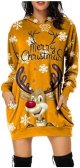 Women's Christmas Printed Long Sleeved Hooded Sweatshirt with Pocket Hoodie Pullover Dress Hoodie Women New Years
