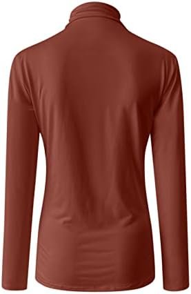 Women Casual Solid Long Sleeve Mock Turtleneck Blouse Tops Slim Fit Stretchy Layer Tee Shirts Active Shirt Pack