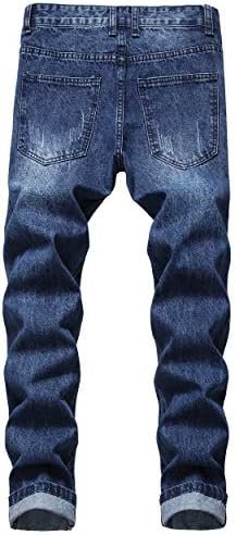 Mens Ripped Jeans, Distressed Destroyed Slim Fit Straight Leg Denim Pants