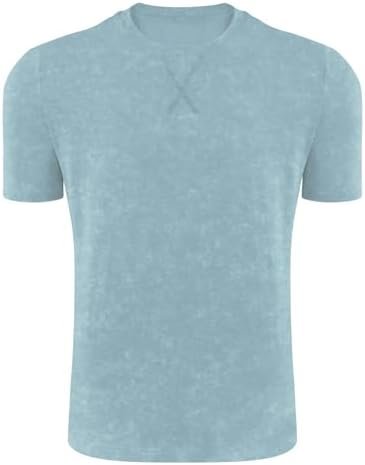 Men's Athletic Washed T-Shirts Basic Crew Neck Tees Tops Causal Distressed Cotton T Shirts for Men