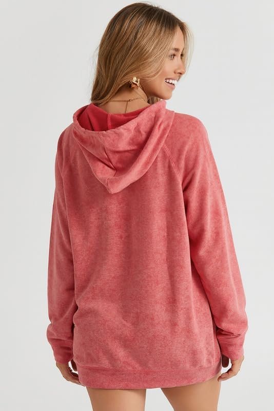 Women's Casual Hoodies Long Sleeve Solid Lightweight Pullover Tops Loose Sweatshirt with Pocket