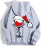 Christmas Women's Printed Zipper Long Sleeve Pocket Drawstring Casual Sports Hoodie Sweatshirt for Teens