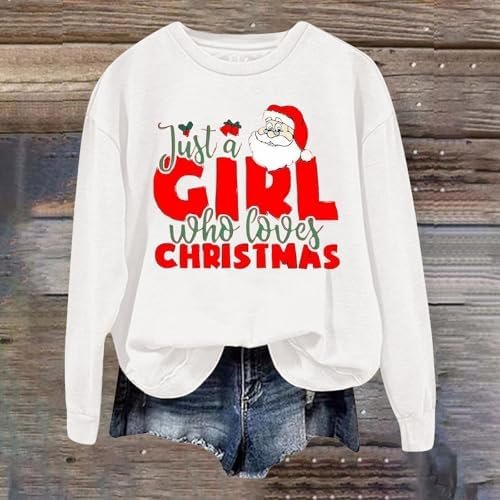 Women's Autumn And Winter Christmas Calf Printed Drop Sleeve Hooded Pullover Sweatshirt Round Neck Textu Womens