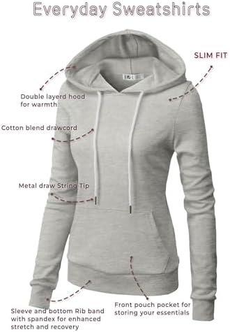 Women's Slim Fit Zip Up & Pullover Hoodie Lightweight Long Sleeve Kangaroo Pocket Basic Casual Sweatshirt
