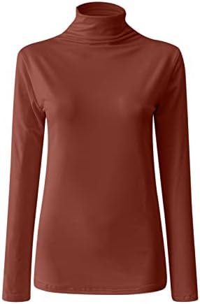 Women Casual Solid Long Sleeve Mock Turtleneck Blouse Tops Slim Fit Stretchy Layer Tee Shirts Active Shirt Pack