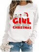 Women's Autumn And Winter Christmas Calf Printed Drop Sleeve Hooded Pullover Sweatshirt Round Neck Textu Womens